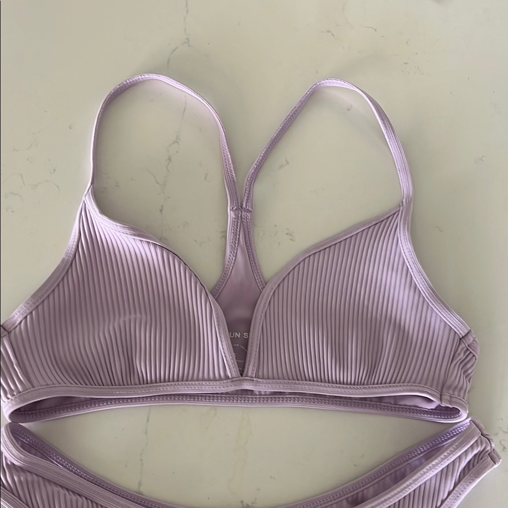 Lavender Ribbed Bikini Set - Picture 3 of 8